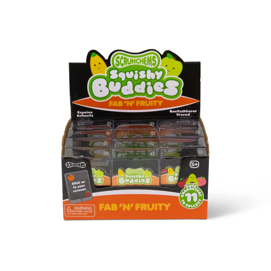 4 x Scrunchems Mini Squish Buddies Fab n Fruity Squishy. Sensory Fidget Anxiety Stress Toy