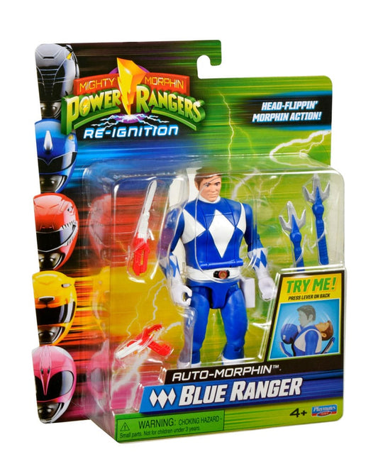 Mighty Morphin Power Rangers Auto Morphin Blue Ranger Figure MMPR Re-Ignition.