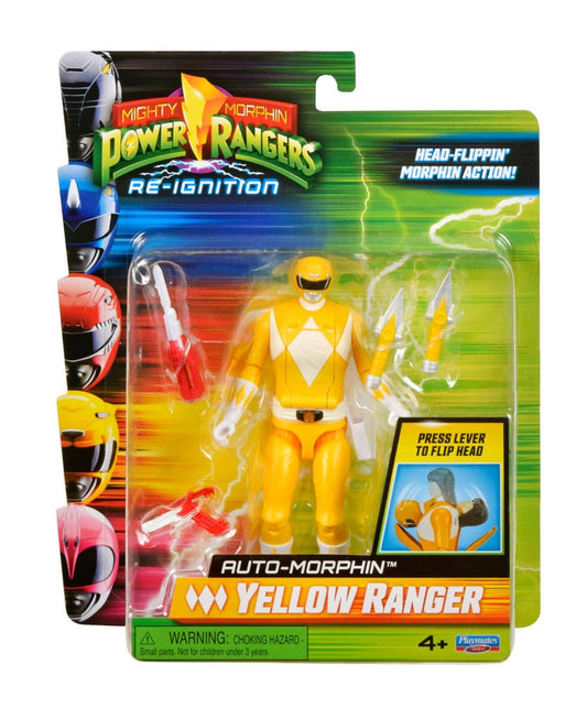 Mighty Morphin Power Rangers Auto Morphin Yellow Ranger Figure MMPR Re-Ignition.