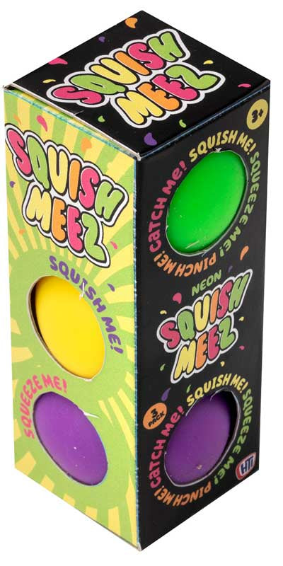 Squish Meez Neon Super Squish Balls 3 pack Assorted. Sensory Squishy Fidget Toy