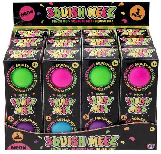 Squish Meez Neon Super Squish Balls 3 pack Assorted. Sensory Squishy Fidget Toy