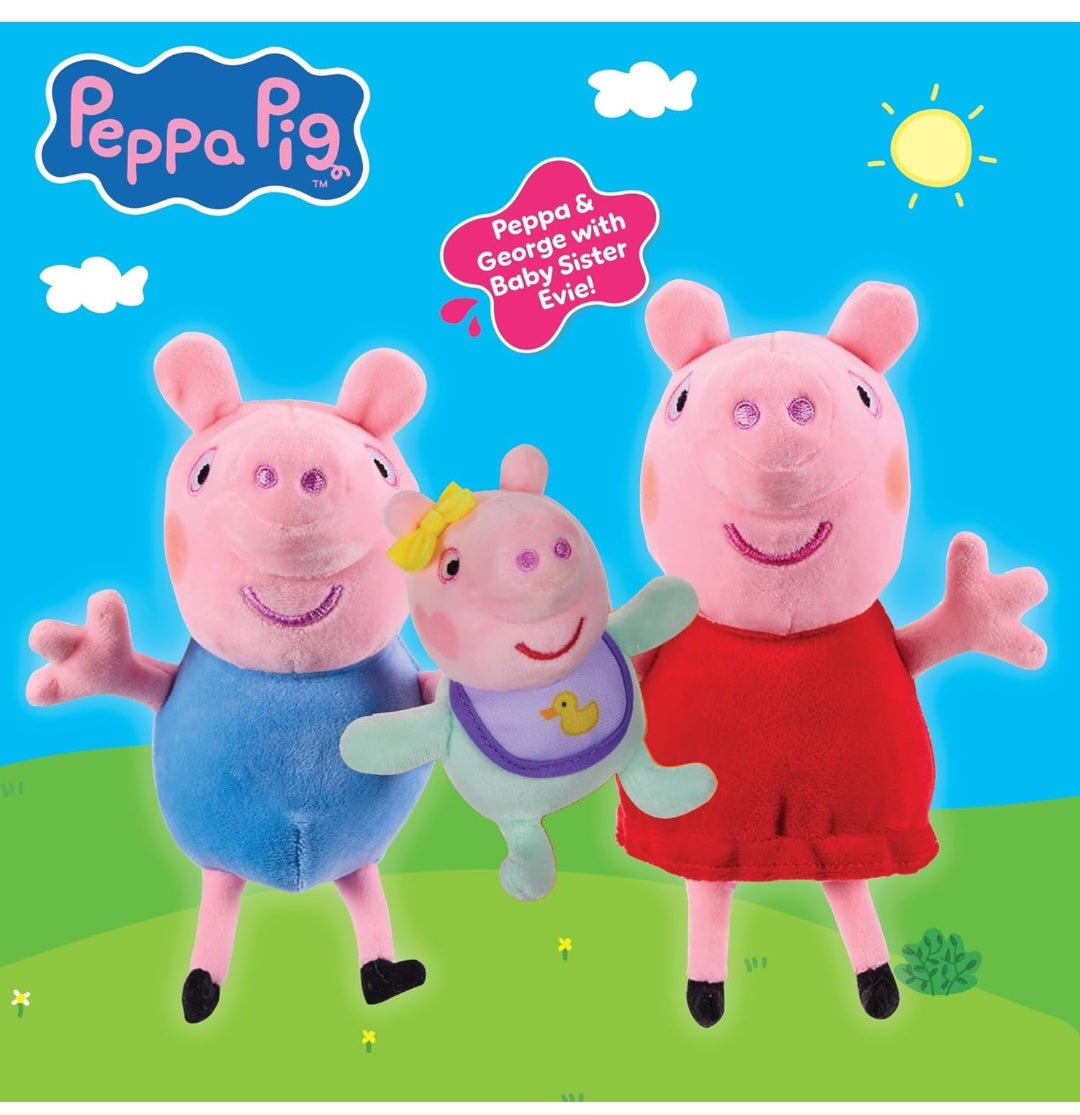 Peppa Pig 3 pack plush Peppa, George and Evie Soft Cuddly Toy