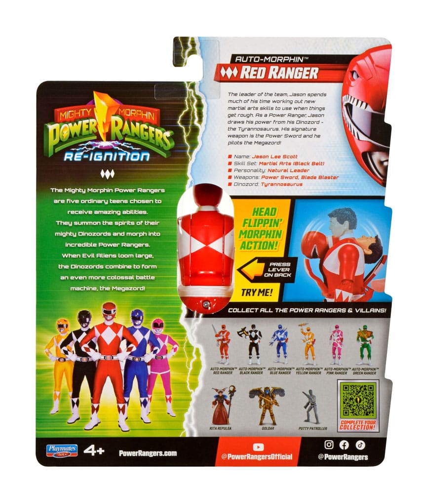 Mighty Morphin Power Rangers Auto Morphin Red Ranger Figure MMPR Re-Ignition