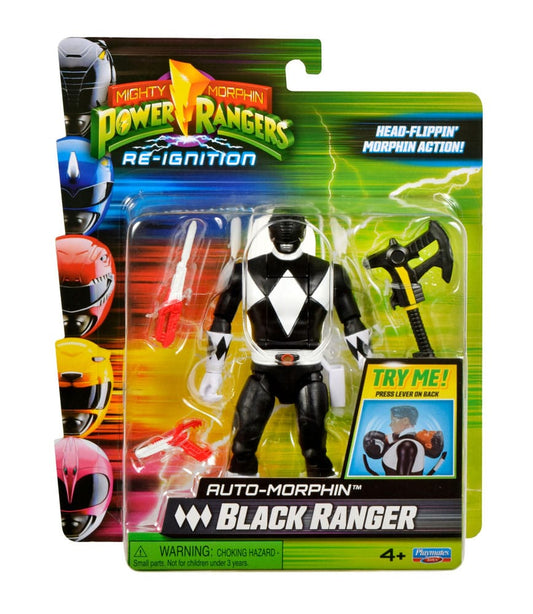 Mighty Morphin Power Rangers Auto Morphin Black Ranger Figure MMPR Re-Ignition.