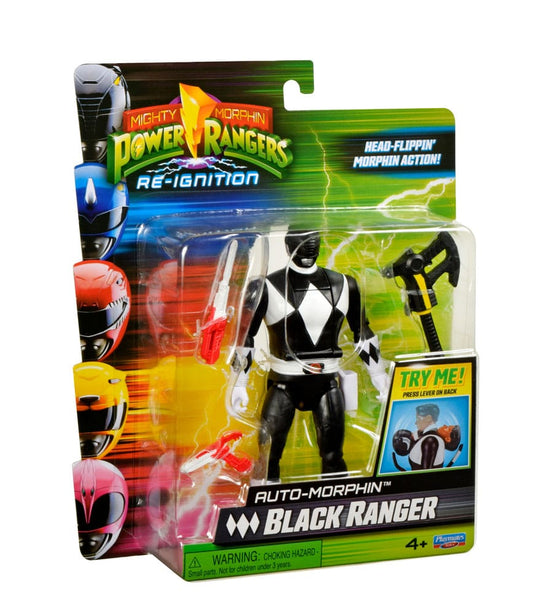 Mighty Morphin Power Rangers Auto Morphin Black Ranger Figure MMPR Re-Ignition.