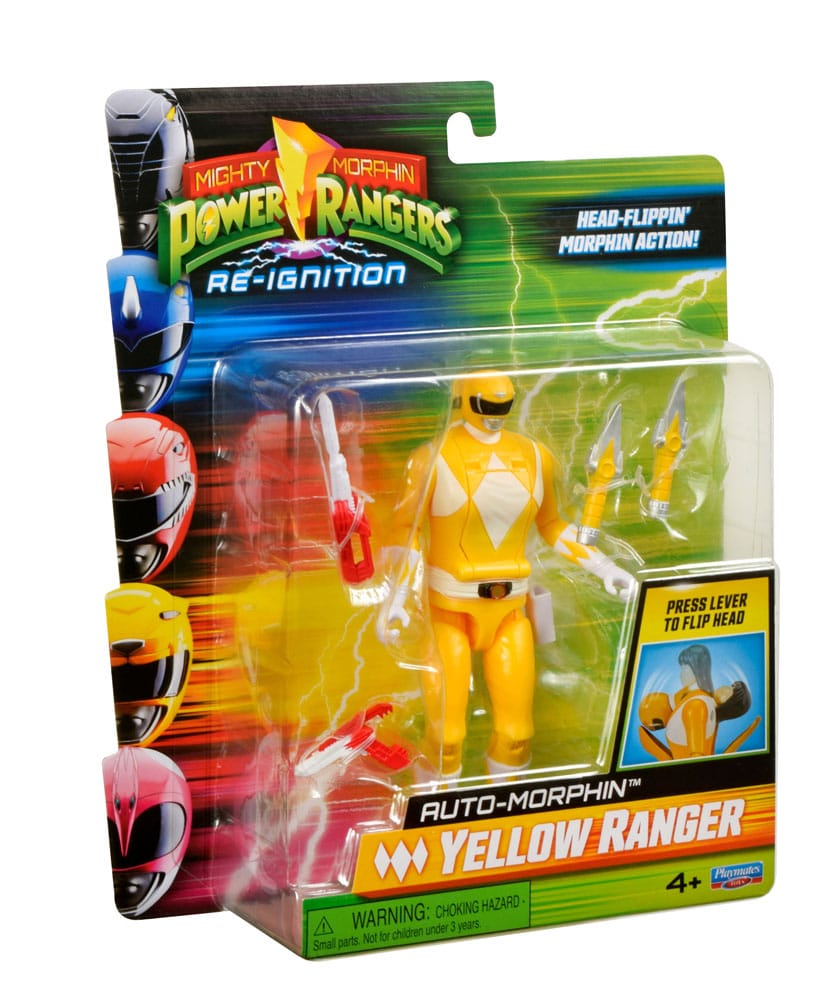 Mighty Morphin Power Rangers Auto Morphin Yellow Ranger Figure MMPR Re-Ignition.