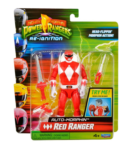 Mighty Morphin Power Rangers Auto Morphin Red Ranger Figure MMPR Re-Ignition