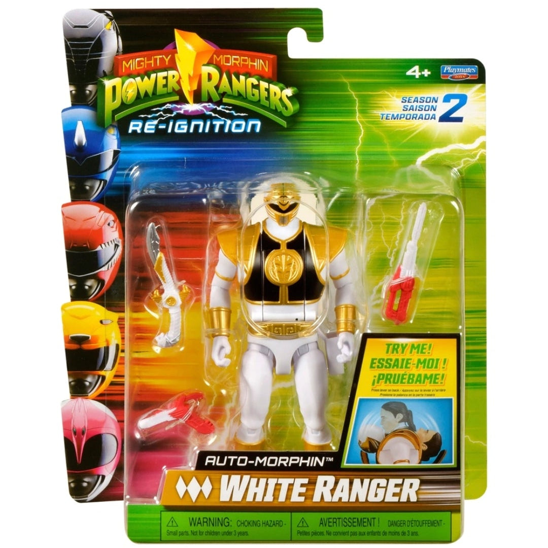 Mighty Morphin Power Rangers Auto Morphin White Ranger Series 2 Figure MMPR Re-Ignition S2