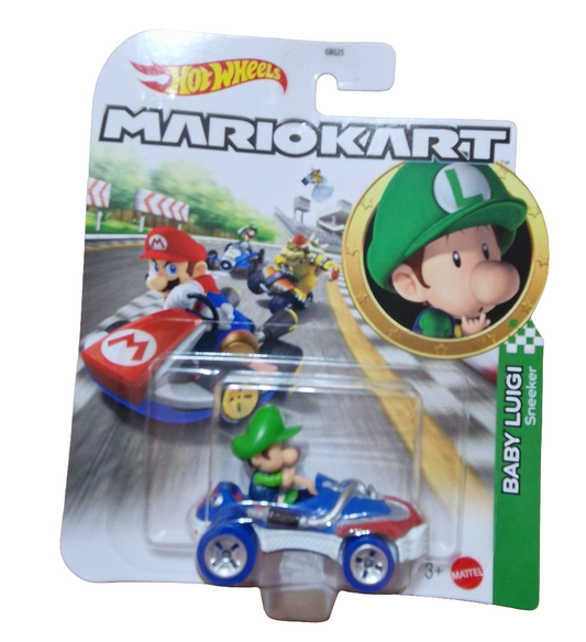 Hot Wheels Mario Kart Baby Luigi in Sneeker Kart