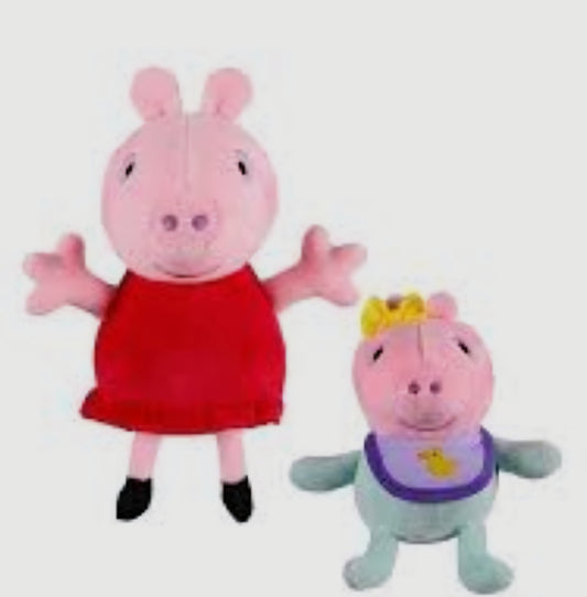 Peppa Pig and Baby Evie Plush 2 pack figures.