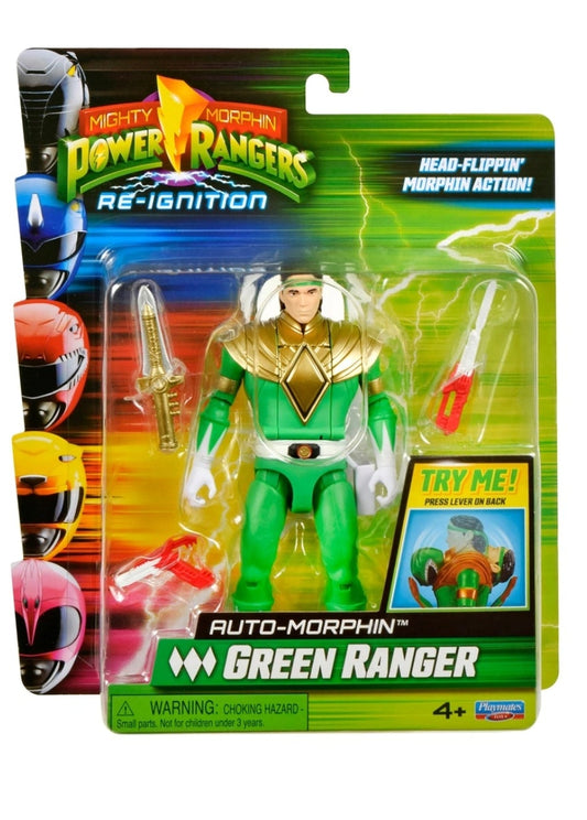 Mighty Morphin Power Rangers Auto Morphin Green Ranger Figure MMPR Re-Ignition.