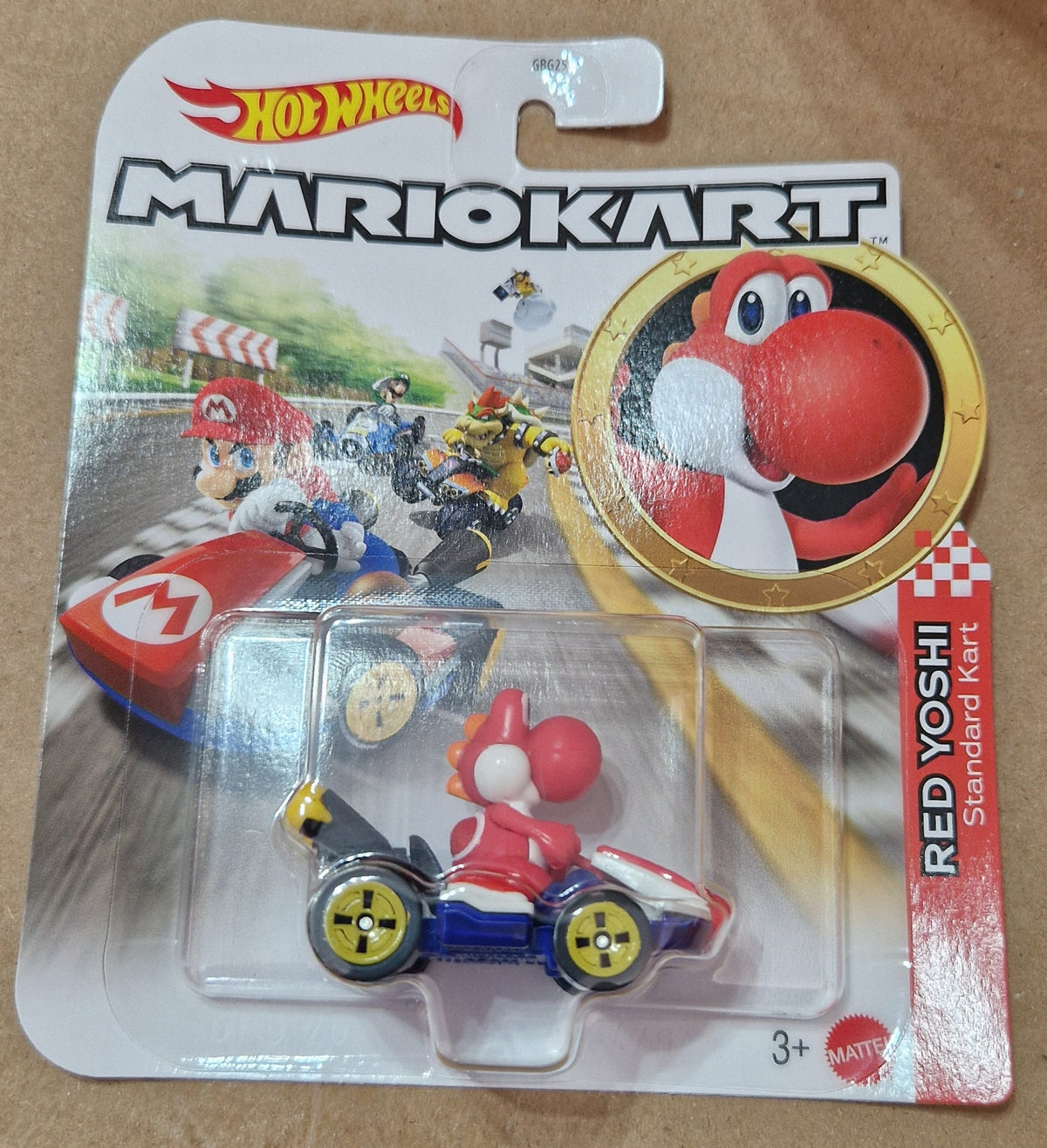 Hot Wheels Mario Kart Red Yoshi in Standard Kart Car