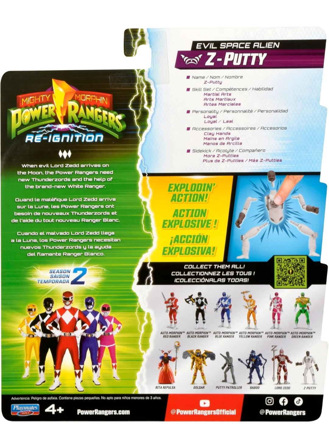 Mighty Morphin Power Rangers Auto Morphin Z Putty Series 2 Figure MMPR Re-Ignition S2