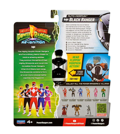 Mighty Morphin Power Rangers Auto Morphin Black Ranger Figure MMPR Re-Ignition.
