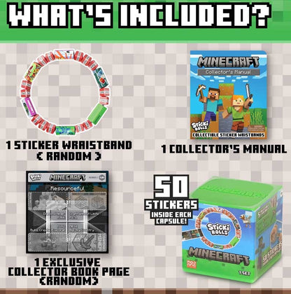 Sticki Rolls Minecraft Capsule. Includes 50 stickers