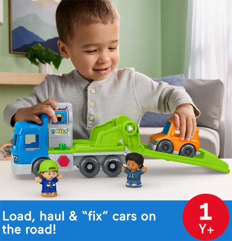 Fisher Price Little People Lets Go Load & Roll Hauler Truck Car and Figures Toy