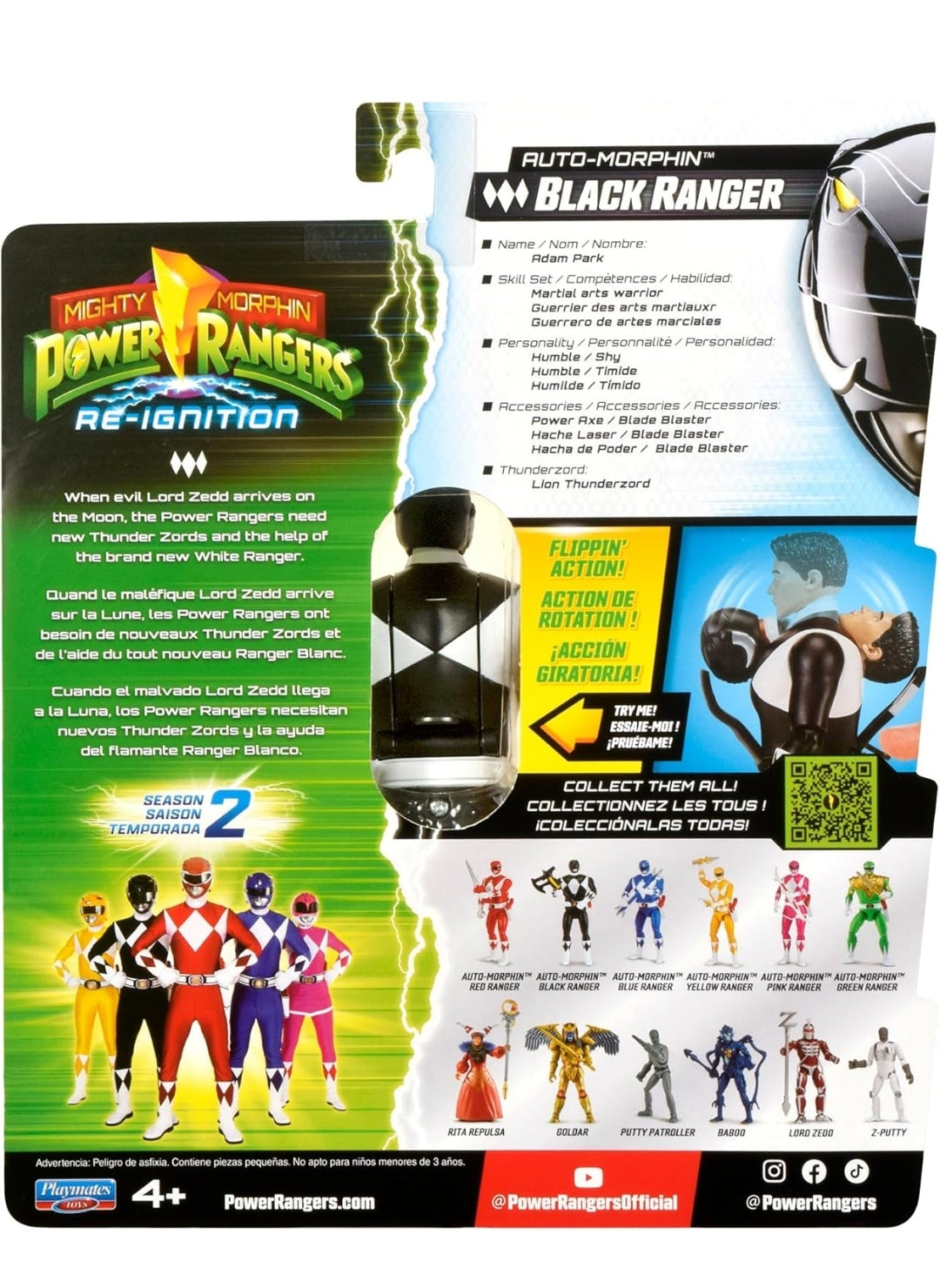 Mighty Morphin Power Rangers Auto Morphin Black Ranger Series 2 Figure MMPR Re-Ignition S2