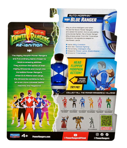 Mighty Morphin Power Rangers Auto Morphin Blue Ranger Figure MMPR Re-Ignition.