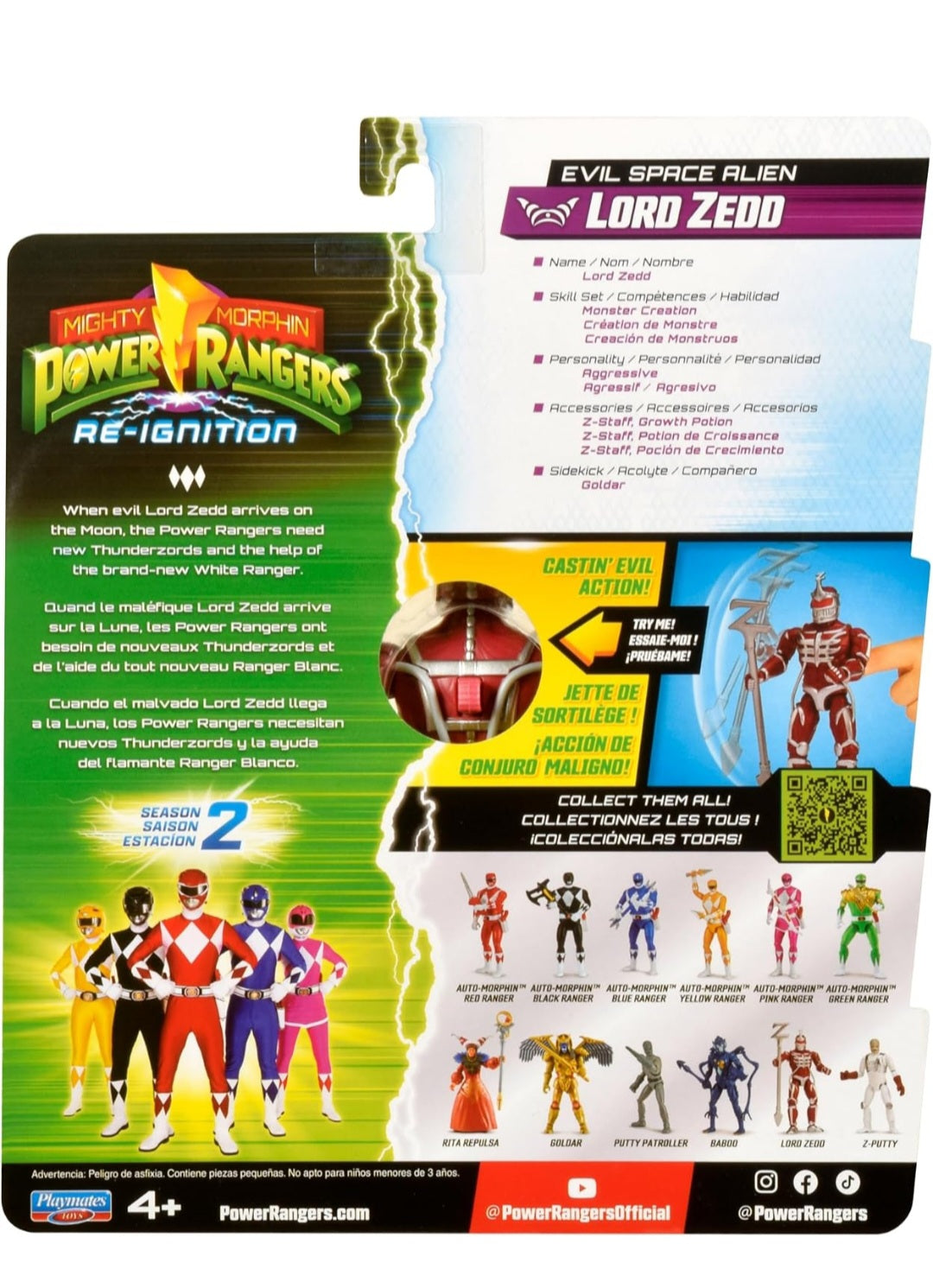 Mighty Morphin Power Rangers Auto Morphin Lord Zedd Series 2 Figure MMPR Re-Ignition S2