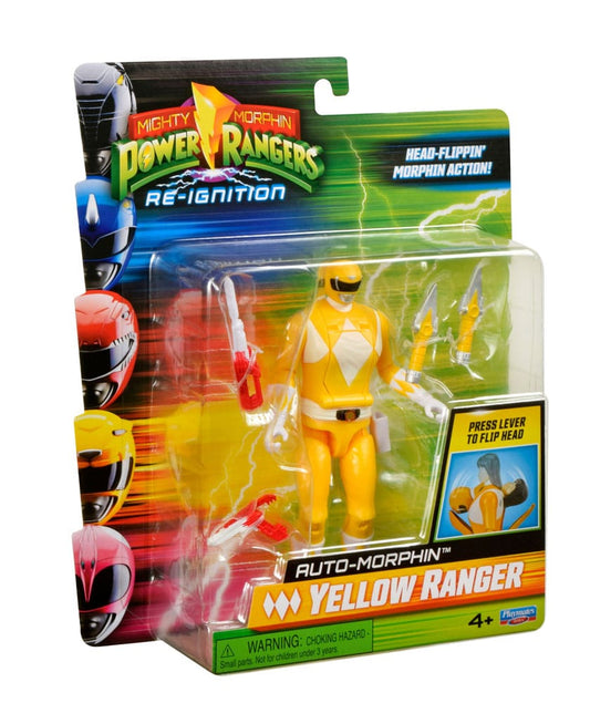 Mighty Morphin Power Rangers Auto Morphin Yellow Ranger Figure MMPR Re-Ignition.