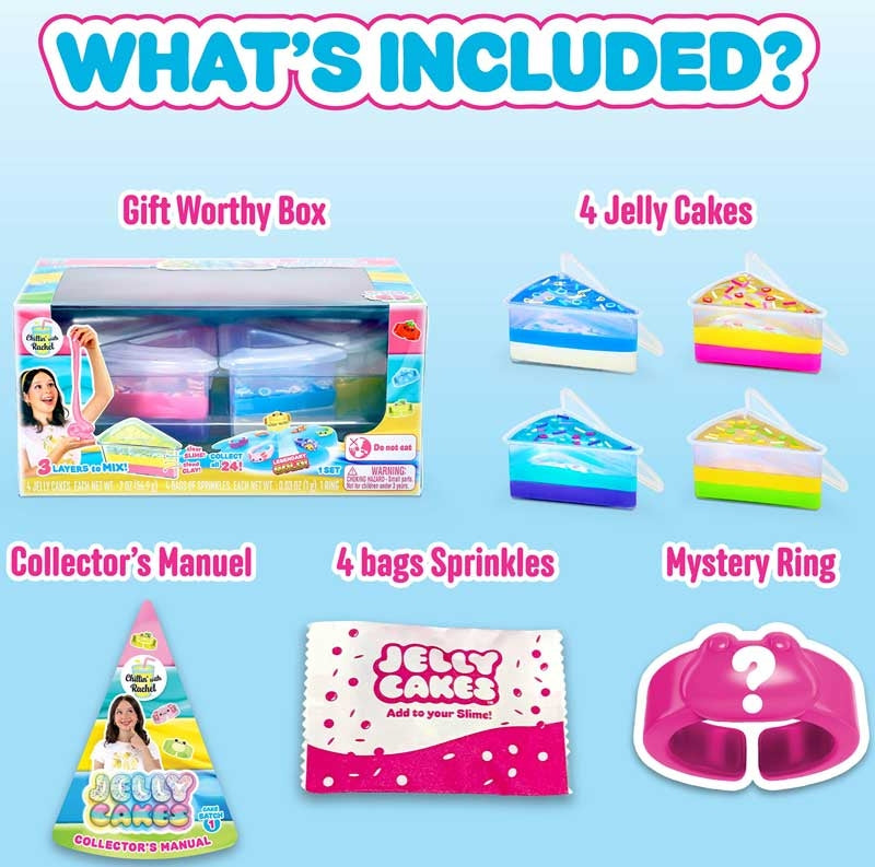 Jelly Cakes Chillin Cake Bestie Party Pack Sensory Slime Fidget Anxiety Stress Toy 4 pack.