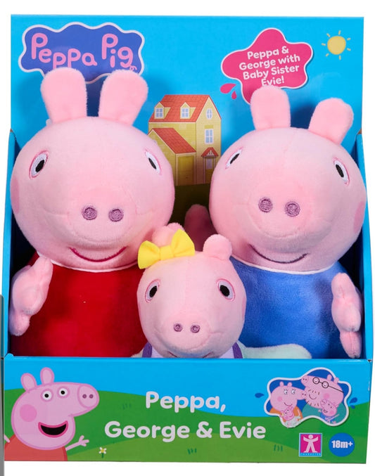 Peppa Pig 3 pack plush Peppa, George and Evie Soft Cuddly Toy