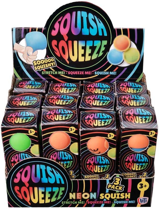 Squish Meez Neon Super Squish Balls 3 pack Assorted. Sensory Squishy Fidget Toy