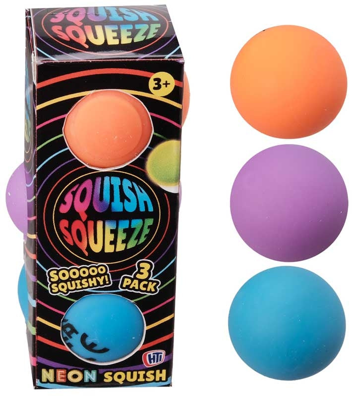 Squish Meez Neon Super Squish Balls 3 pack Assorted. Sensory Squishy Fidget Toy