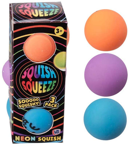 Squish Meez Neon Super Squish Balls 3 pack Assorted. Sensory Squishy Fidget Toy