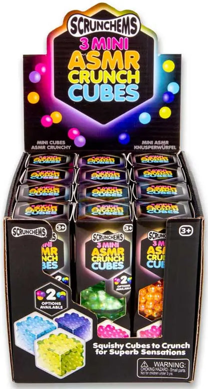 Scrunchems ASMR Mini Crunch Cubes 3 pack Squishy Sensory Fidget Toys Assorted Colours